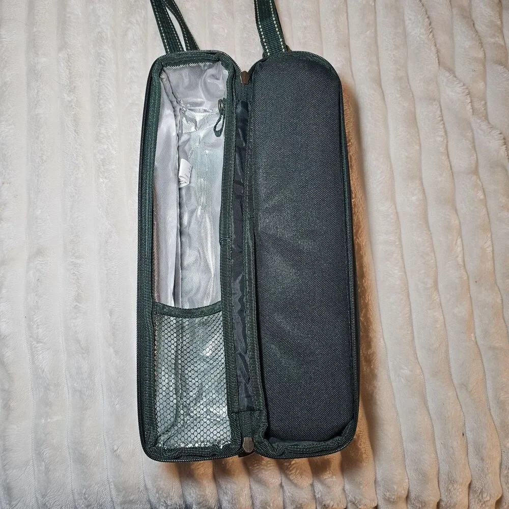 PICNIC AT ASCOT Wine Cooler Tote For 2 Insulated Picnic Bag Green W/Opener MINT